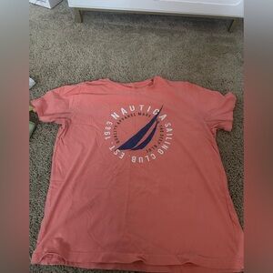 Nautica Peach Tee with Navy Logo